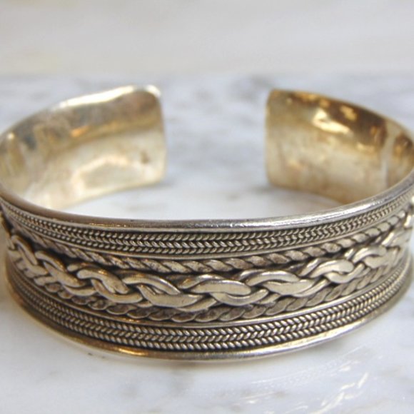 Estate Peer Smed Sterling Silver  Womens Vintage Estate Sterling Silver Cuff Bracelet 45.7g E4999